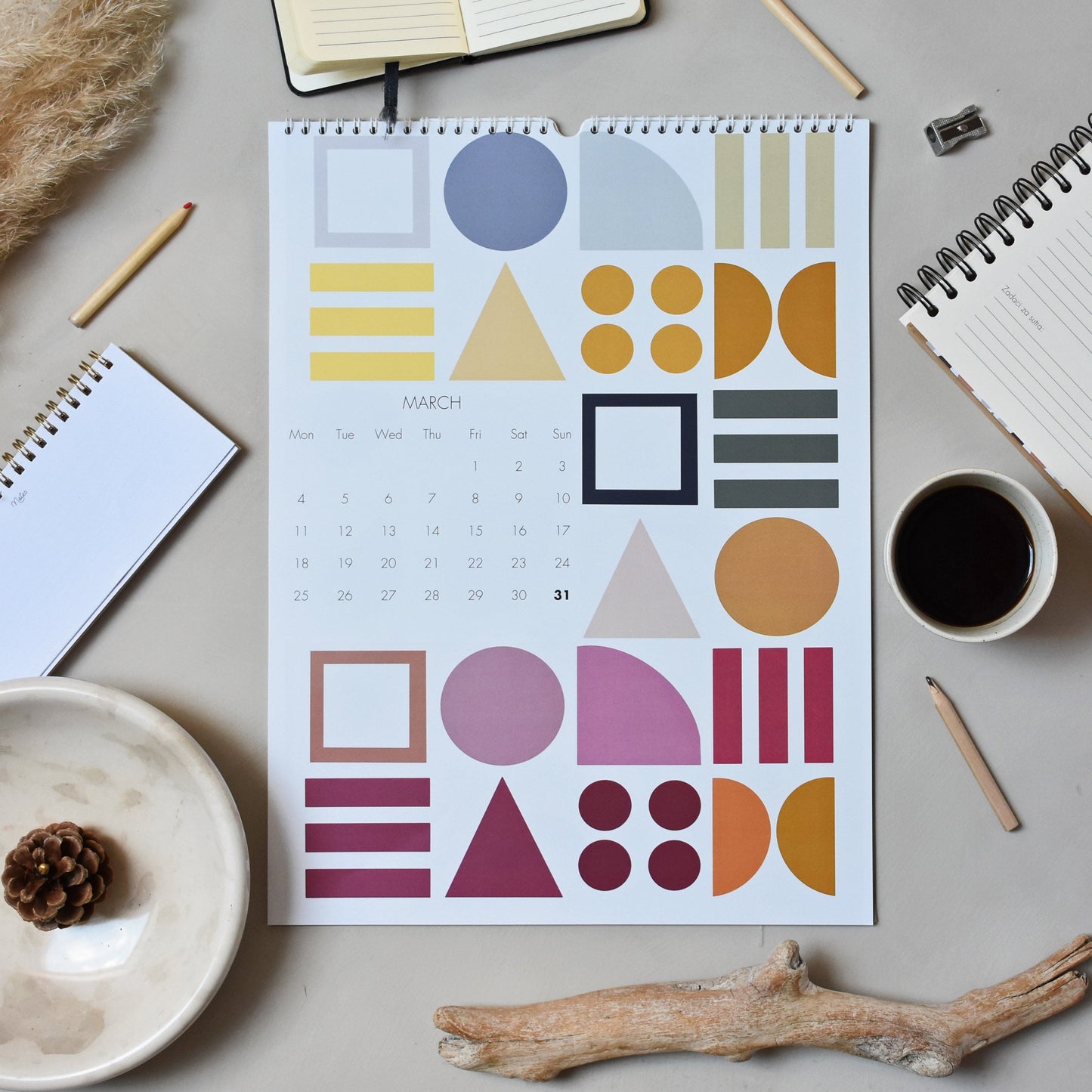 Wall Calendar 2024- Geometric shapes