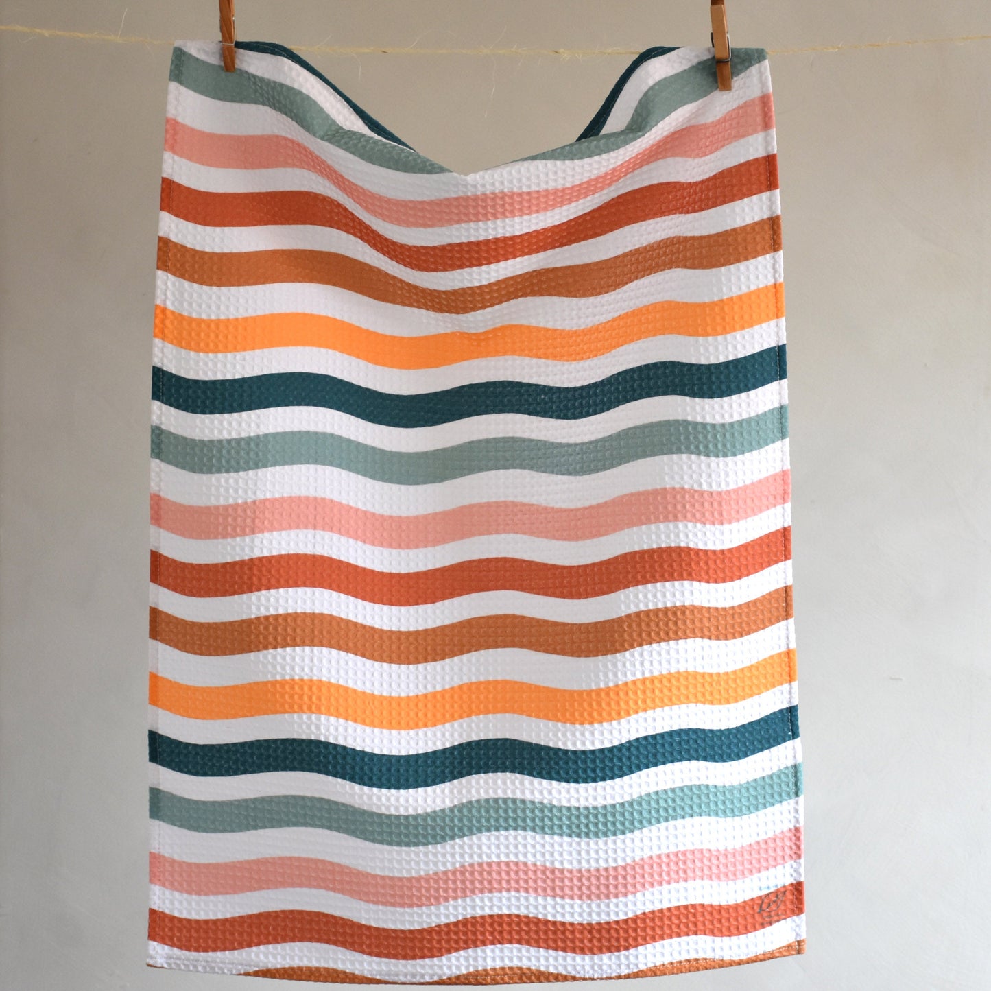Waffle towel - Wavy stripes