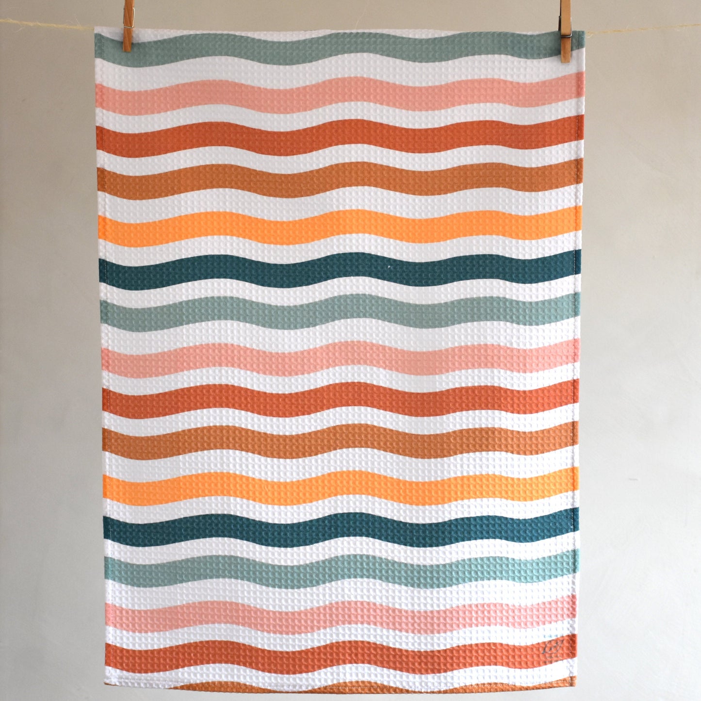 Waffle towel - Wavy stripes