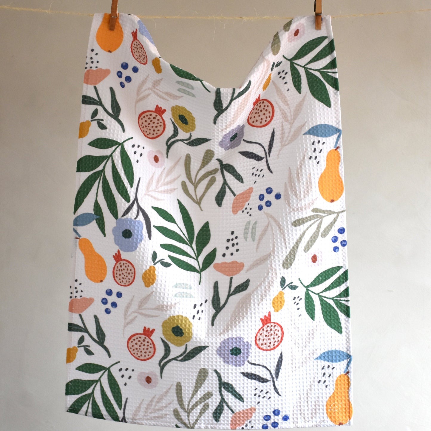 Waffle towel - Fruits and flowers