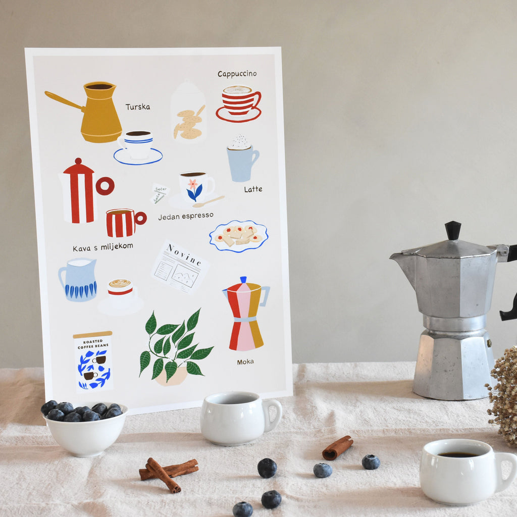 Ajde, dođi na kavu - set od 2 art printa
