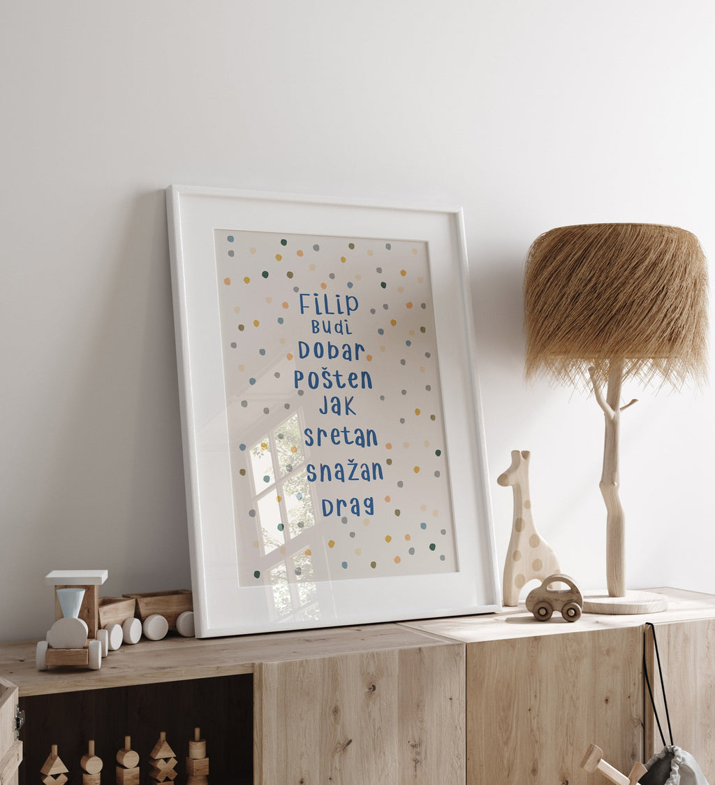Personalizirani dječji art print - Dots no.7
