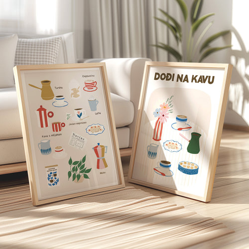 Ajde, dođi na kavu - set od 2 art printa