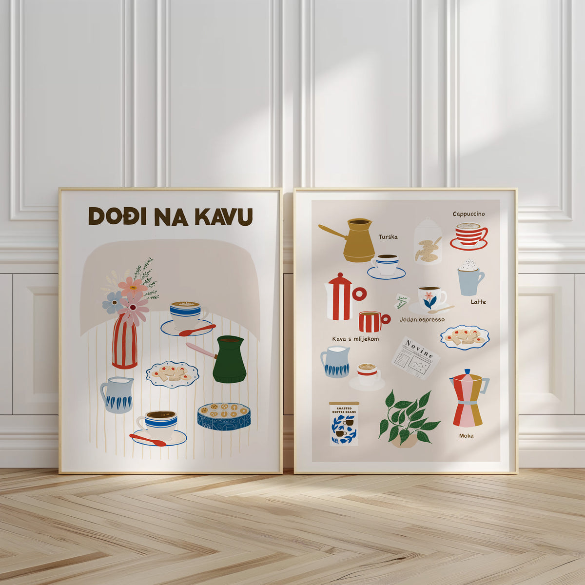 Ajde, dođi na kavu - set od 2 art printa