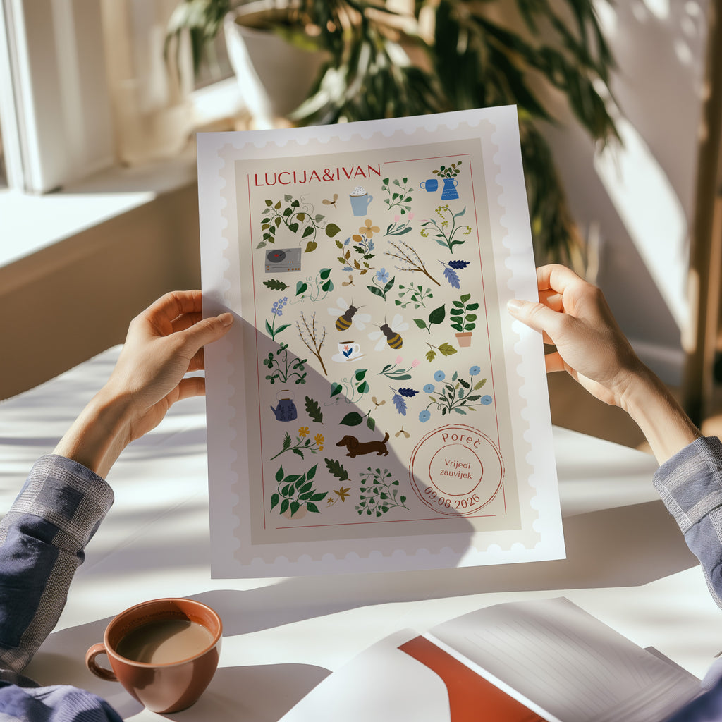 Vrijedi zauvijek – personalizirani print za parove | Poklon za vjenčanje i godišnjicu