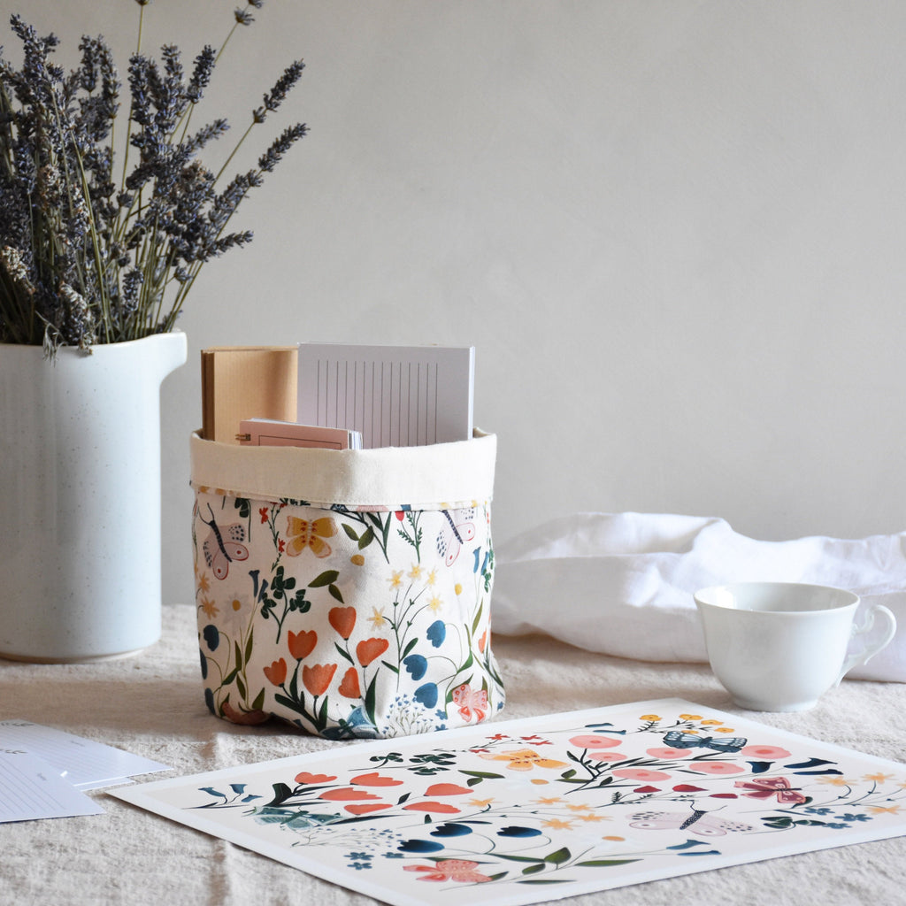 Storage basket - Butterflies and flowers - listliving