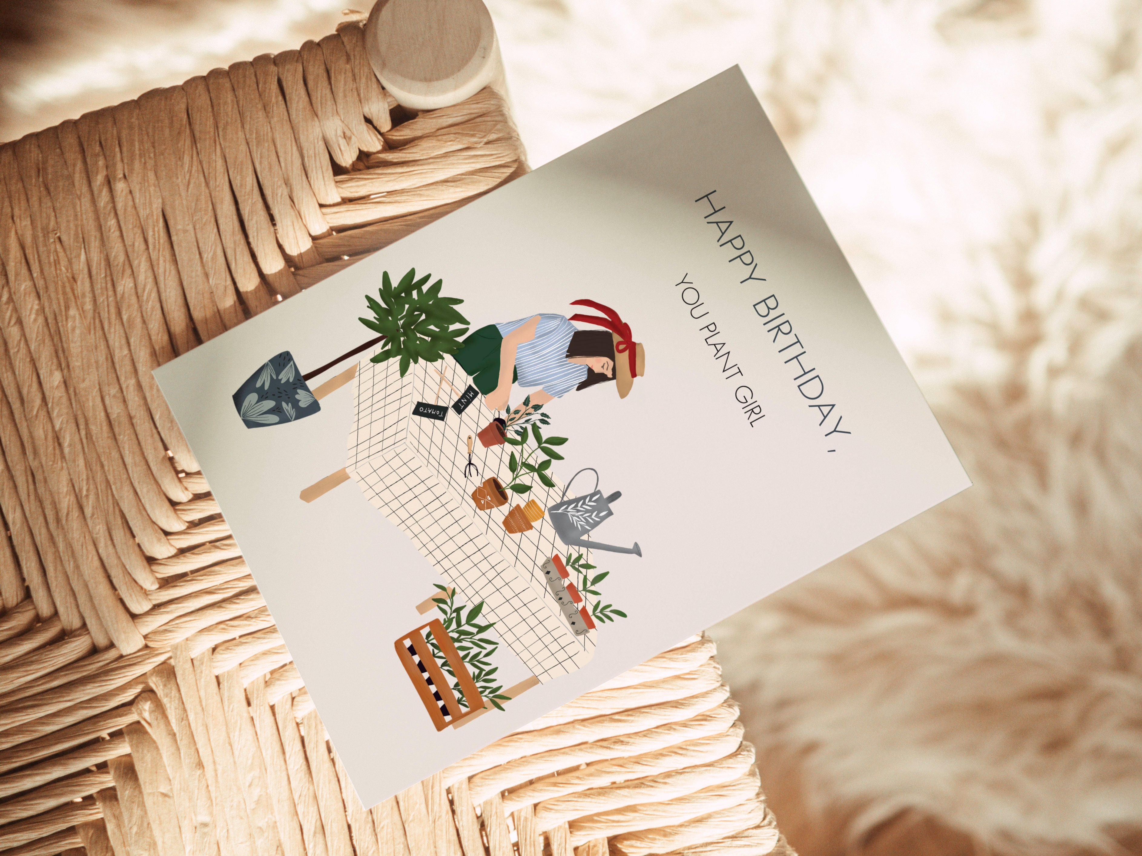 Greeting card -  Happy Birthday, you plant girl